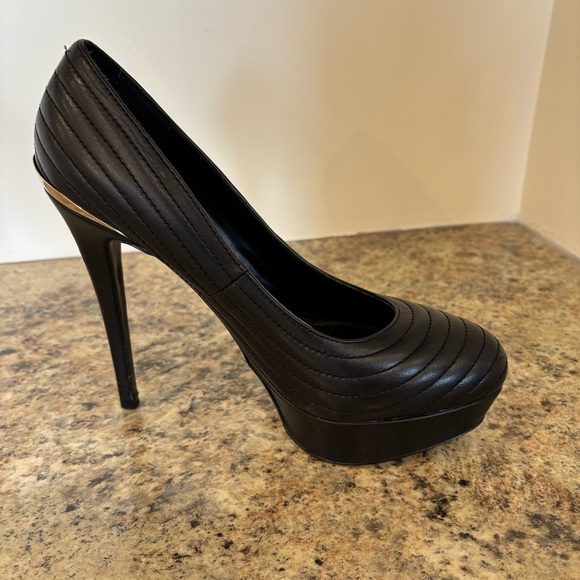 Aldo Black Quilted Platform Stiletto Heels - Picture 4 of 9